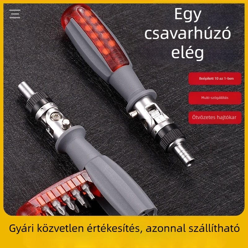 Mágneses racsnis csavarhúzó-készlet, teleszkópos ratchettel, Torx és Phillips fejű, Cr-V acélból