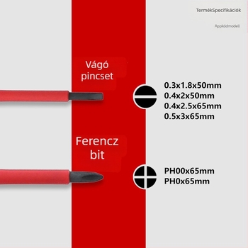 6 részes szigetelt csavarhúzó készlet elektromos munkákhoz, 1000V, precíz Phillips és laposfejű, mágneses, S2 szerszámacél