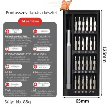24 az 1-ben mágneses csavarhúzó készlet otthoni javításhoz, telefon és számítógép szétszereléséhez – 45# acél, nem szigetelt