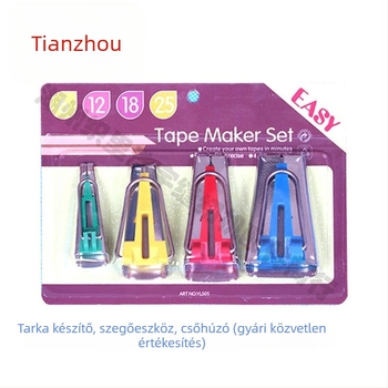 Varrógép kiegészítők – patchwork eszközök készlet: tape maker, edger, curler, rolling edge tool, puller; DIY márka, 100 db, 90 g