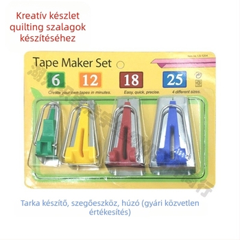 Varrógép kiegészítők – patchwork eszközök készlet: tape maker, edger, curler, rolling edge tool, puller; DIY márka, 100 db, 90 g
