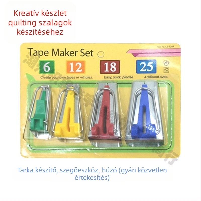 Varrógép kiegészítők – patchwork eszközök készlet: tape maker, edger, curler, rolling edge tool, puller; DIY márka, 100 db, 90 g