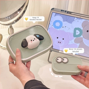 Rozsdamentes acélból készült körömvágó készlet, hordozható zseb-stílus, egyszerű dizájn, karikatúra mintával