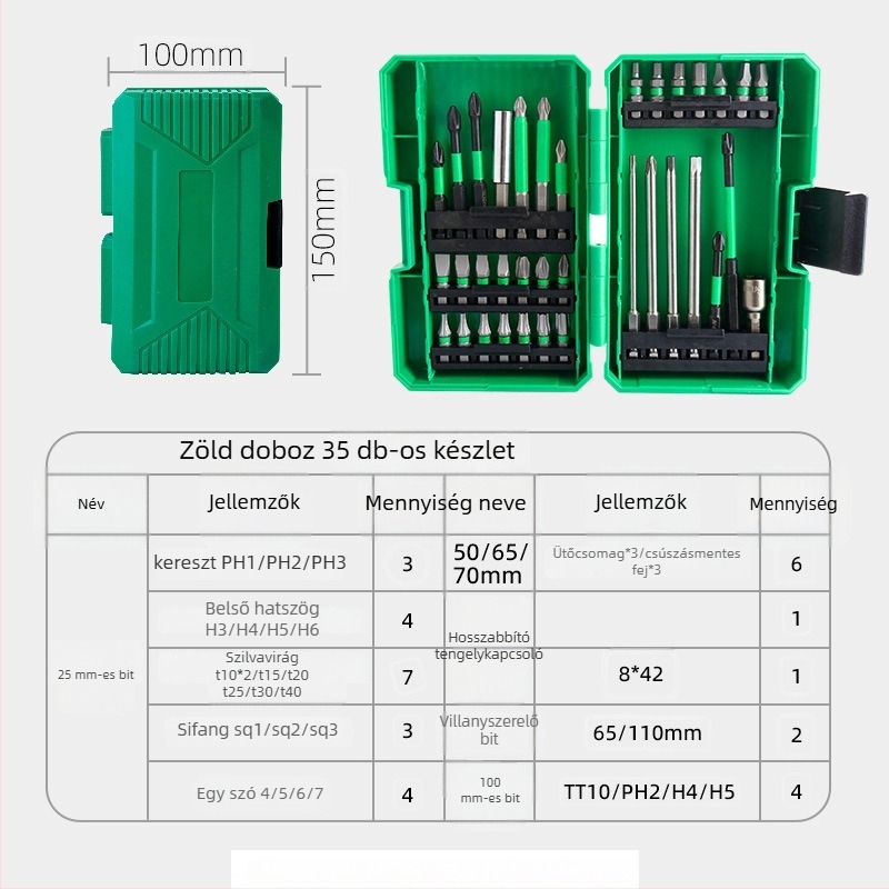 Fuxin elektromos bitkészlet, mágneses, S2 ötvözetű szerszámacél, tömeg 0,45 kg