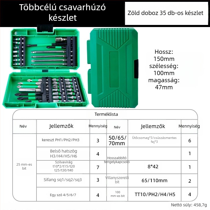 Fuxin elektromos bitkészlet, mágneses, S2 ötvözetű szerszámacél, tömeg 0,45 kg