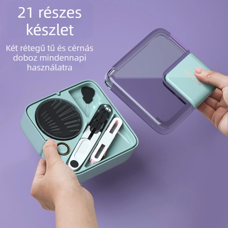 Varró doboz - hordozható zsebméret, műanyag, 75 darabos készlet, 292 g, testreszabható, tűtartó sorozat, könnyű luxus dizájn