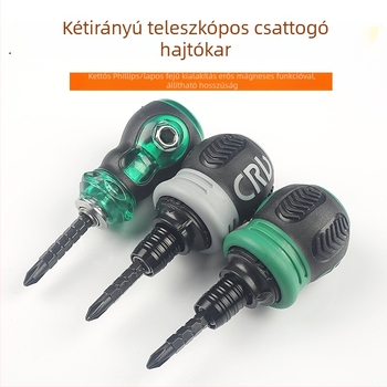 FUTE mini teleszkópos kétirányú racsnis csavarhúzó, vágófej karbontartalmú acél, mágneses és szigetelt, fej formájú retek