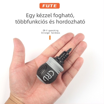 FUTE mini teleszkópos kétirányú racsnis csavarhúzó, vágófej karbontartalmú acél, mágneses és szigetelt, fej formájú retek