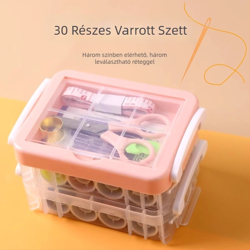 Hordozható tű- és cérnás doboz készlet – Többfunkciós varrókészlet, tárolóorganizer