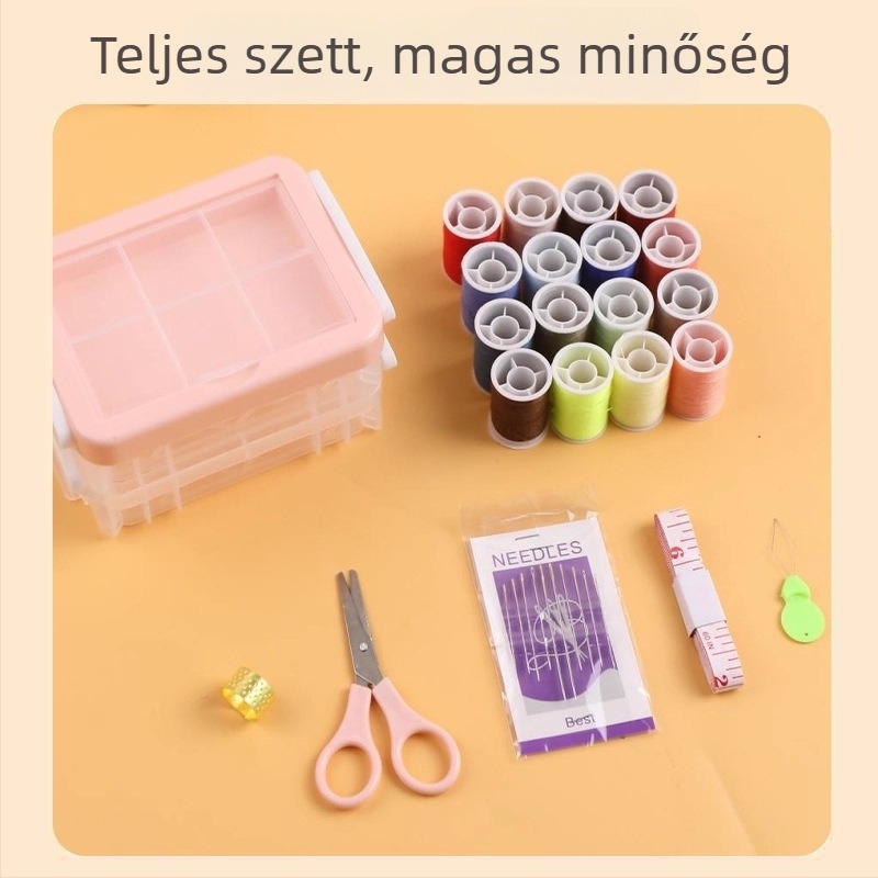 Hordozható tű- és cérnás doboz készlet – Többfunkciós varrókészlet, tárolóorganizer