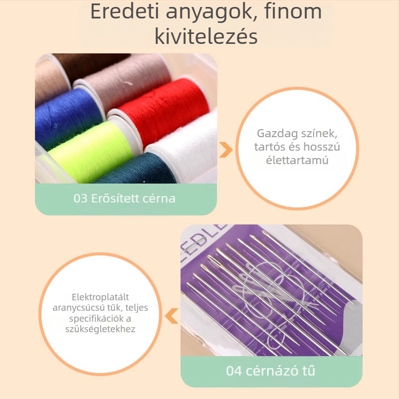 Hordozható tű- és cérnás doboz készlet – Többfunkciós varrókészlet, tárolóorganizer