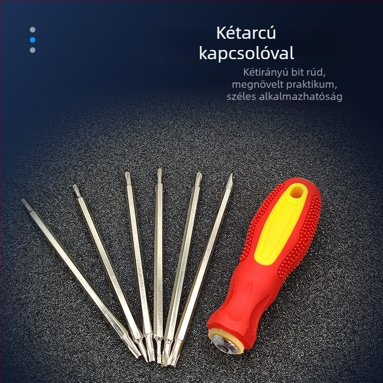 7–in–1 precíziós csavarhúzó készlet kettős fejű mágneses véggel, króm-vanádium acélból, telekommunikációhoz és precíz karbantartáshoz
