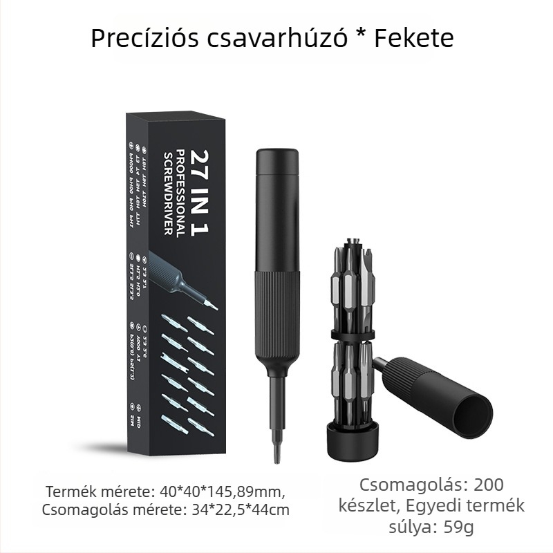 Mingtutegong 27-in-1 mágneses precíziós csavarhúzó készlet telefonokhoz, számítógépekhez és szemüveghez — króm-vanádium acél, tömeg 59