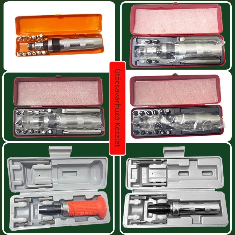 Ütőbit készlet csavarhúzóhoz, 14 darab, szénacél, mágneses, Zi Ming