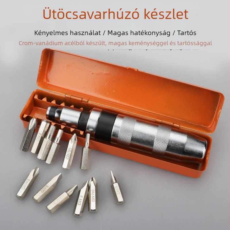 Ütőbit készlet csavarhúzóhoz, 14 darab, szénacél, mágneses, Zi Ming