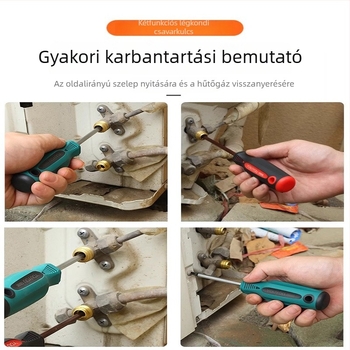 Légkondicionáló karbantartási csavarhúzó kereszthorny fejjel, izolált, mágneses, Cr_V acélból, műanyag markolat