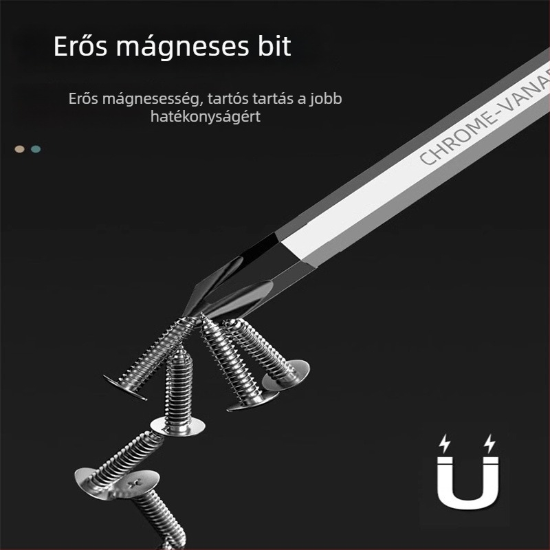 Légkondicionáló karbantartási csavarhúzó kereszthorny fejjel, izolált, mágneses, Cr_V acélból, műanyag markolat