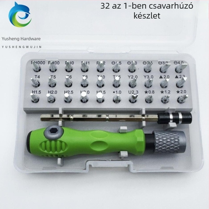 32 az 1-ben csavarhúzó készlet mágneses bitekkel, hordozható eszköz mobiltelefon és számítógép javításához, 45# acél, tömeg 0,107 kg