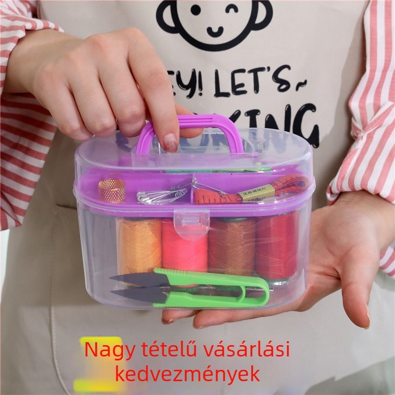 Tű és cérnás doboz, háztartási, hordozható, nagy kapacitású, multifunkcionális varrókészlet | 100 db/doboz, kb. 190 g
