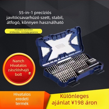 55-in-1 csavarhúzó készlet S2 acélból, mágneses hegyeivel, szigetelés nélküli, tömeg 580 g
