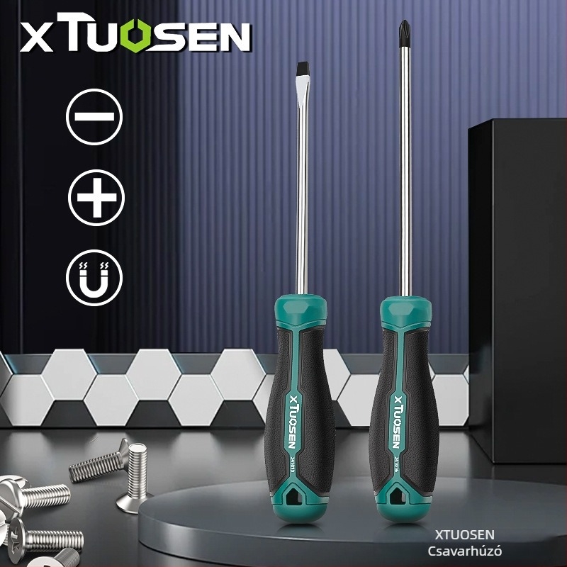 xTuosen Mágneses csavarhúzó szénacélból, gumírozott markolattal — nem szigetelt