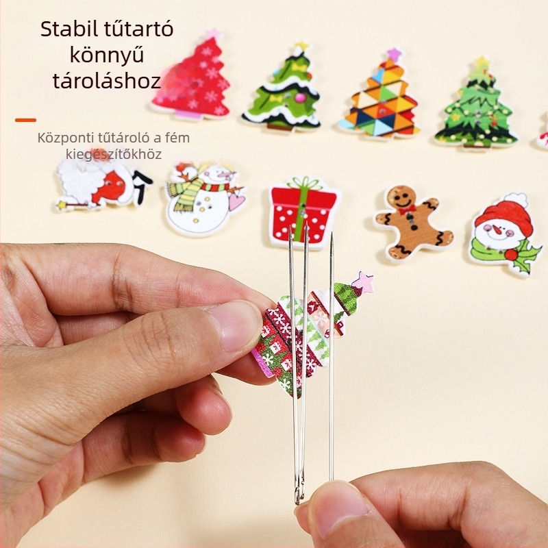 Tűszívó eszköz — karácsonyi sorozat, fa, keresztszemeshez, hordozható, elvesztés elleni