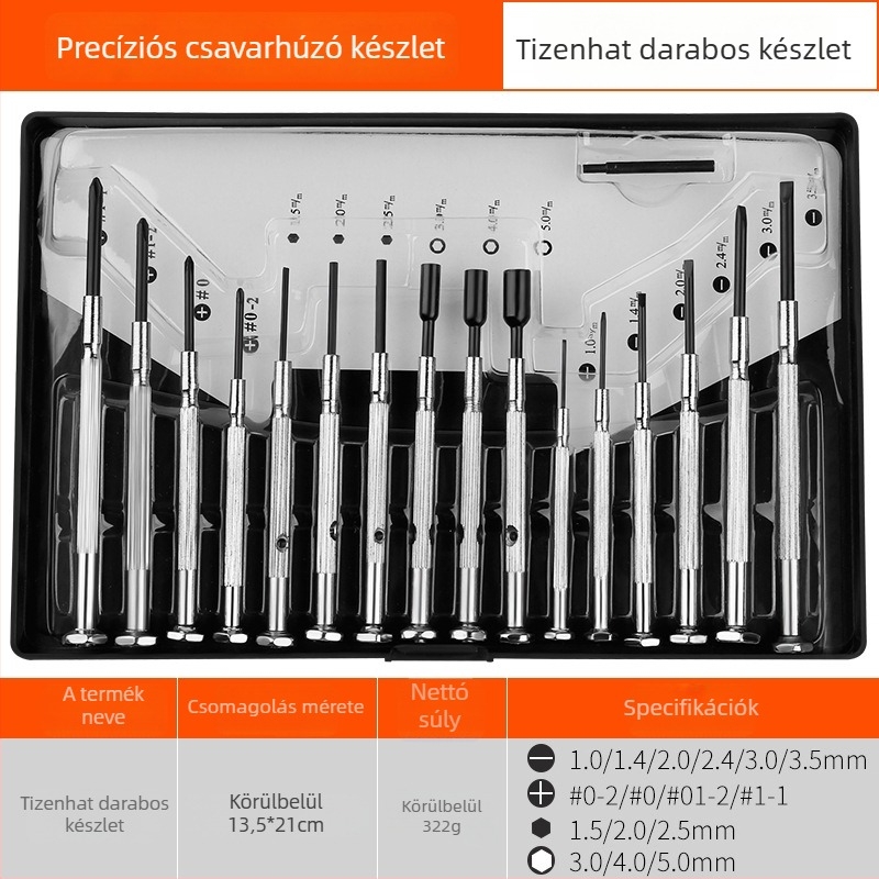 Óraszerelő eszköz készlet – mágneses, izolált mini csavarhúzó készlet, 45# acélból, órákhoz és szemüvegekhez
