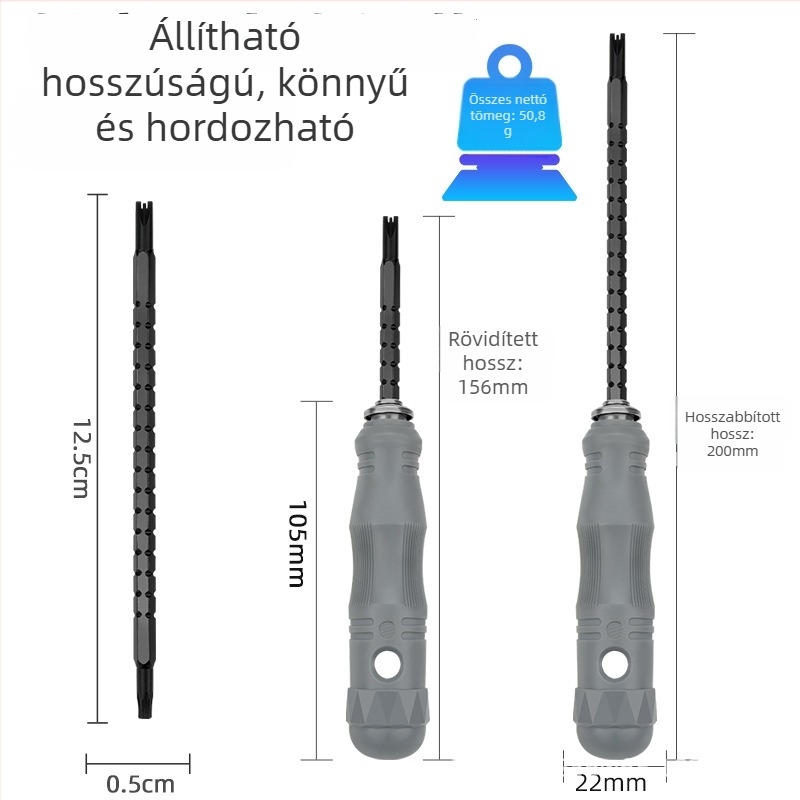 Mágneses háromszög fejű csavarhúzó készlet, Cr_V krom-vanádium acél, 17 darab