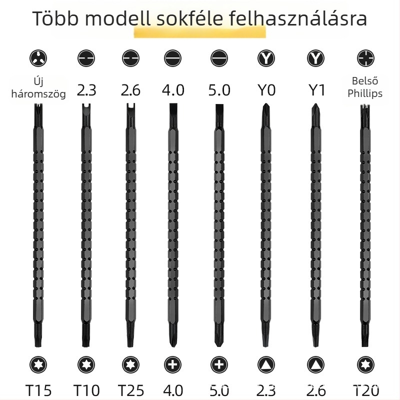 Mágneses háromszög fejű csavarhúzó készlet, Cr_V krom-vanádium acél, 17 darab