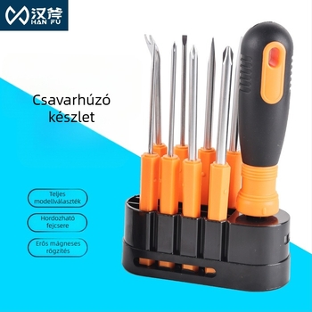 Han Ax 9 részes, sokoldalú háztartási csavarhúzó készlet, mágneses, szigetelt, Phillips és lapos fejű, CR-V acélból