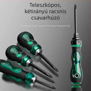 Kibővíthető kettős használatú csavarhúzó készlet mágneses, szigetelt nikkel-krom acél tengelyekkel, műanyag fogantyúval, 150 g
