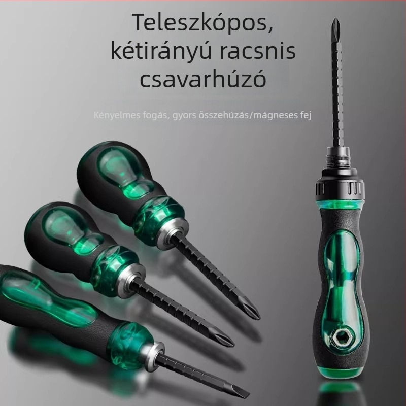 Kibővíthető kettős használatú csavarhúzó készlet mágneses, szigetelt nikkel-krom acél tengelyekkel, műanyag fogantyúval, 150 g