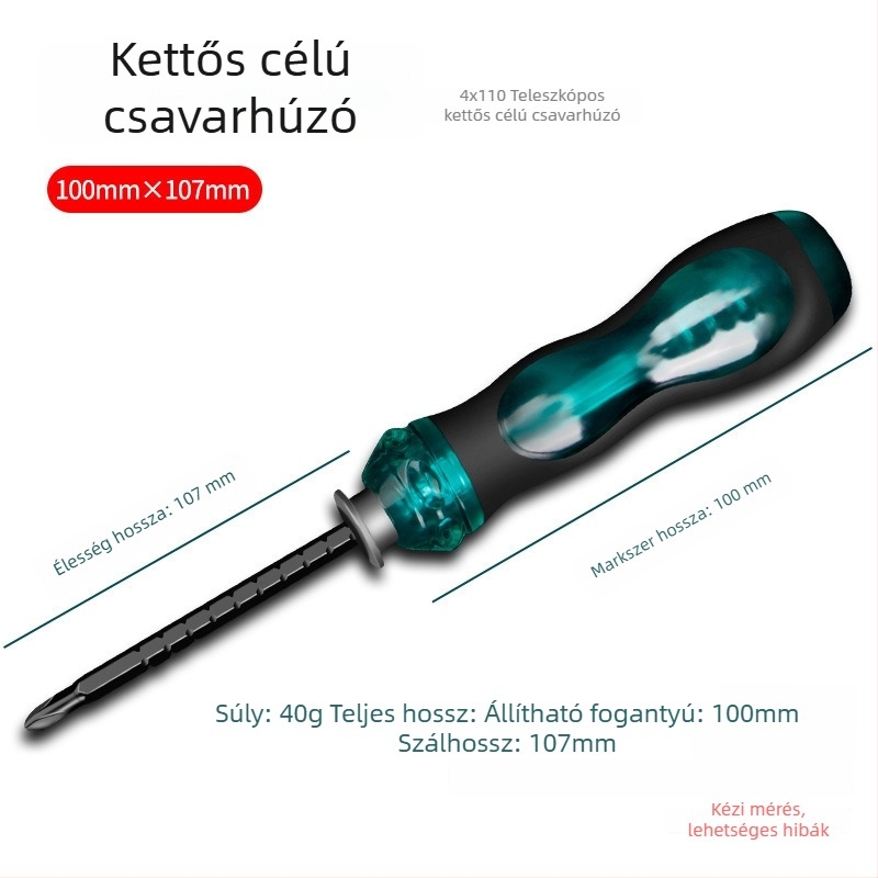 Kibővíthető kettős használatú csavarhúzó készlet mágneses, szigetelt nikkel-krom acél tengelyekkel, műanyag fogantyúval, 150 g