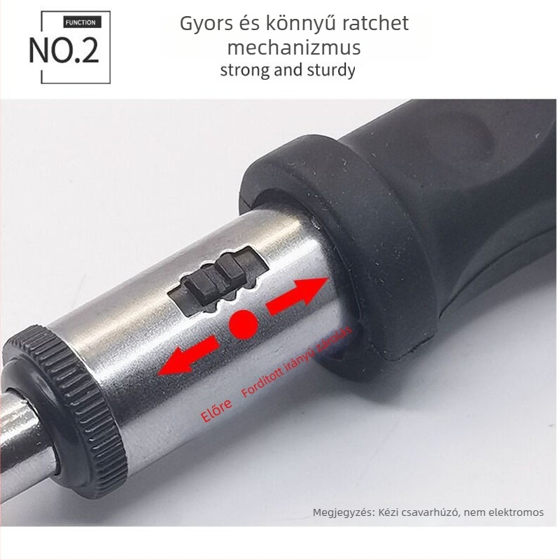 Többfunkciós ratchet csavarhúzó, Allen kulcs, előre-hátra forgás, T-markolat, 1 db, 45# acél