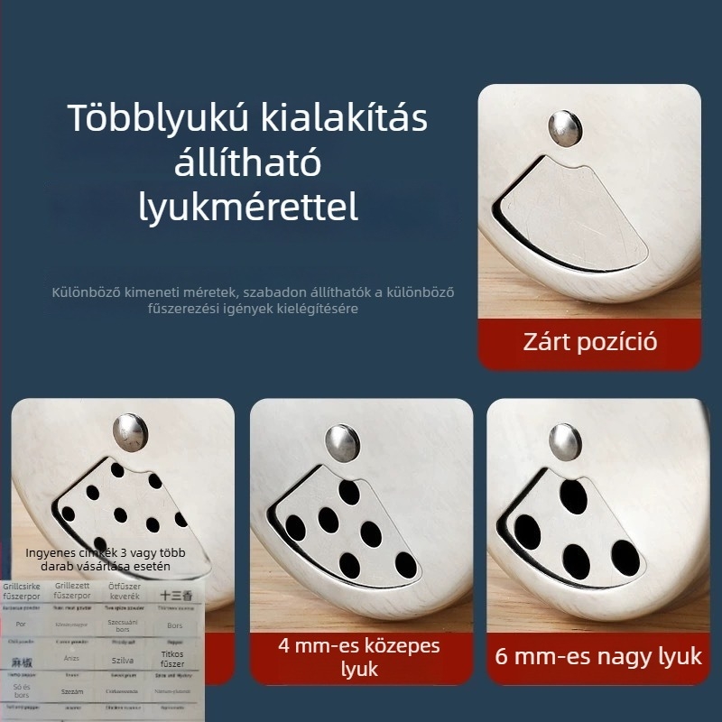 Rozsdamentes acélból készült, többfunkciós forgó fűszertartó grillsütőhöz, mágnesmentes borsos üveg, konyhai fűszertartó és fogpiszkáló tartó