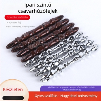 Kétoldalas Philips csavarhúzóbit, S2 szerszámacél, mágneses, magas szilárdságú