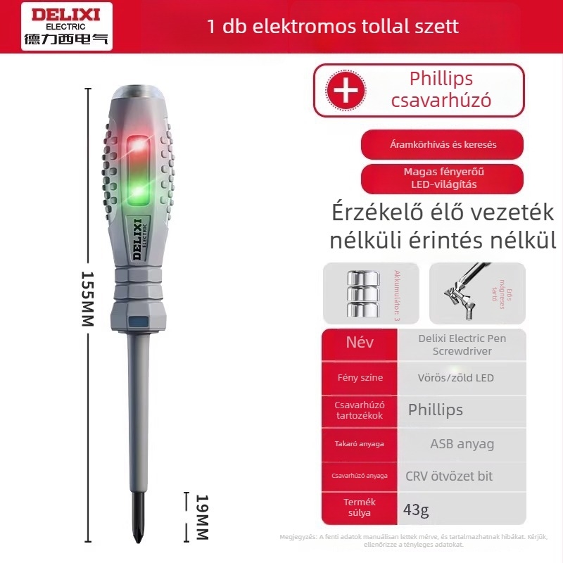 Delixi izolált csavarhúzó villanyszerelőknek, mágneses, keresztes és lapos fej, feszültségálló, CR-V acél, készlet