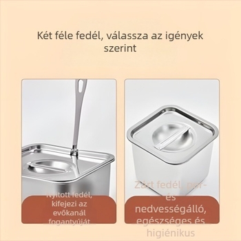 Vastagított rozsdamentes acél fűszertartó fedővel, lezárt konyhai tárolóedény fűszerekhez, büfé tároló
