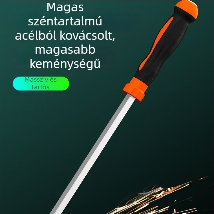 Lapos fejű csavarhúzó, szénacél, TPR markolat, szigetelés nélkül, nem mágneses, súly: 1, fej típusa: lapos