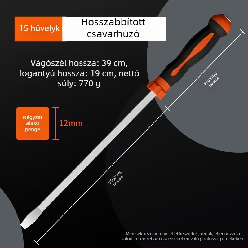 Lapos fejű csavarhúzó, szénacél, TPR markolat, szigetelés nélkül, nem mágneses, súly: 1, fej típusa: lapos