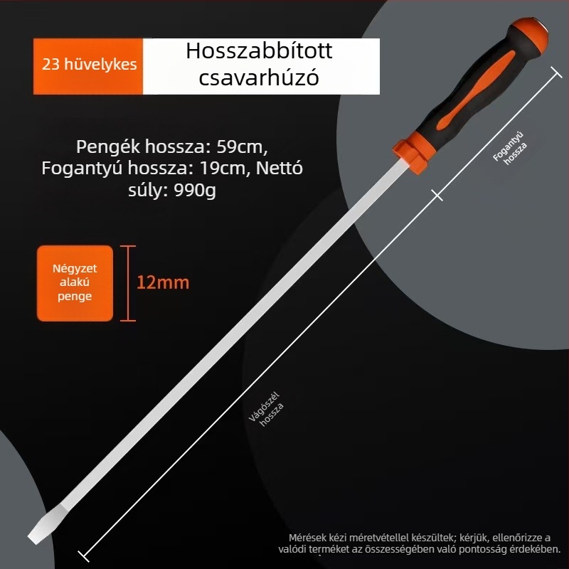 Lapos fejű csavarhúzó, szénacél, TPR markolat, szigetelés nélkül, nem mágneses, súly: 1, fej típusa: lapos