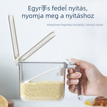 Hisuhito japán stílusú nedvességálló zárható fűszertartó, átlátszó, fogantyúval, műanyag konyhai tartó szilárd fűszerekhez