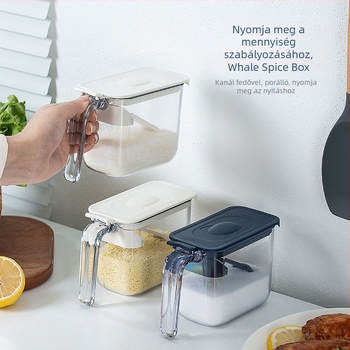 Hisuhito japán stílusú nedvességálló zárható fűszertartó, átlátszó, fogantyúval, műanyag konyhai tartó szilárd fűszerekhez