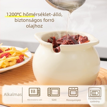 Kerámiás olajtartó sertészsírhoz és chiliolajhoz, forgatható, 1 db, modern, egyszerű stílusú fűszertartó