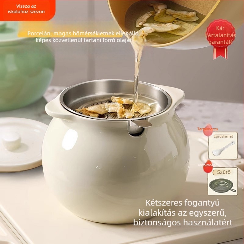 Kerámiás olajtartó sertészsírhoz és chiliolajhoz, forgatható, 1 db, modern, egyszerű stílusú fűszertartó