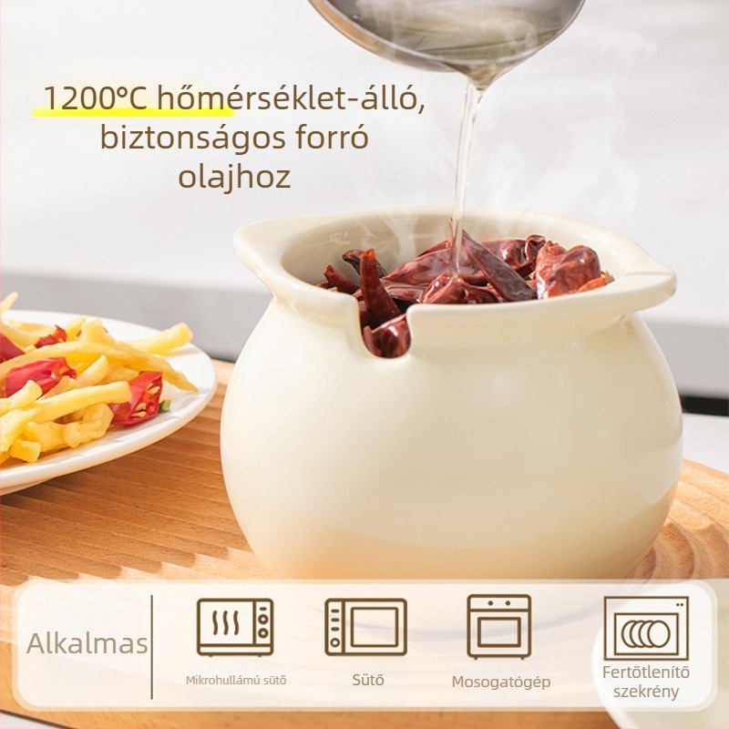 Kerámiás olajtartó sertészsírhoz és chiliolajhoz, forgatható, 1 db, modern, egyszerű stílusú fűszertartó