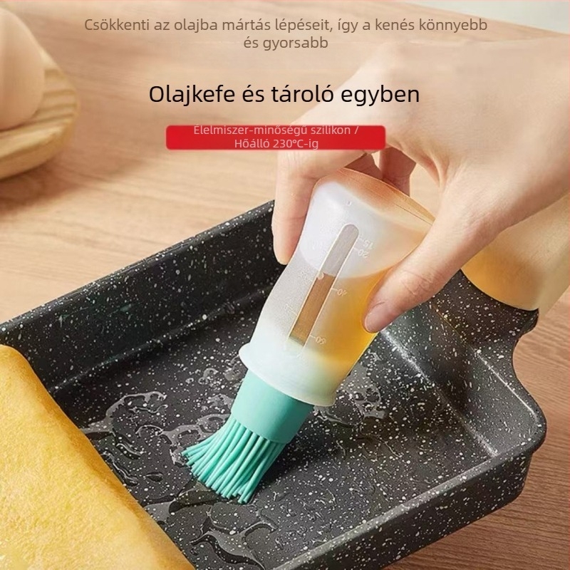 Sütőolaj üveg fedéllel és szilikon ecsettel, integrált szójaszósz adagolóval, szilikon BBQ ecset sütéshez