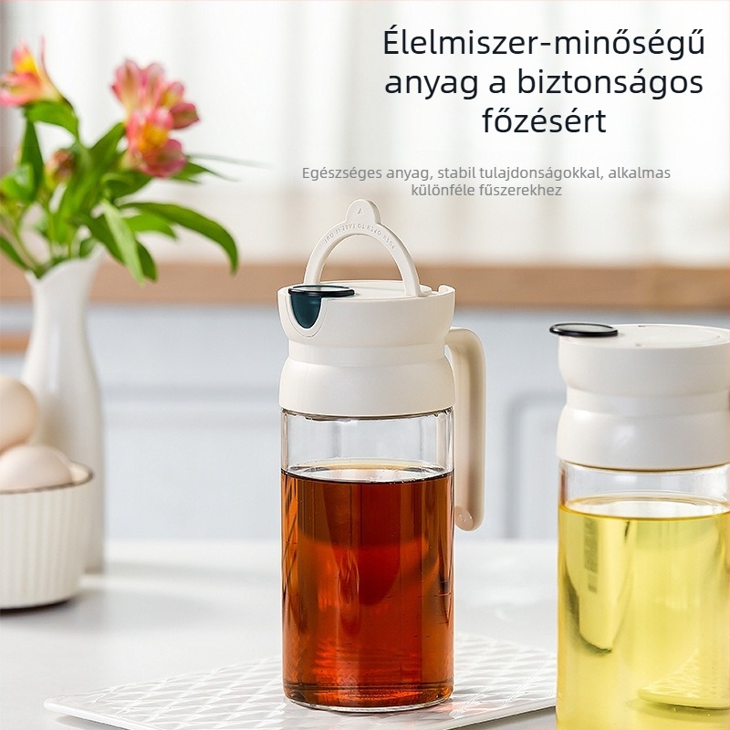 Üveg olajtartó automata nyitófedéllel — olajhoz és fűszerekhez, modern minimalista stílus, Joman