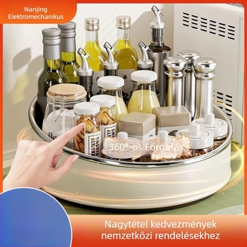 Konyhai pulton forgó fűszertartó, döntött tálcával, multifunkcionális tároló olajhoz, sóhoz, szószhoz és ecethez, szénacélból