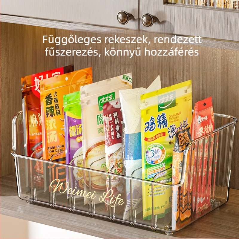 Konyhai fűszer tároló doboz – a pulton, műanyag, szilárd fűszerek számára, megfizethető lux stílus, bevezetés 2025
